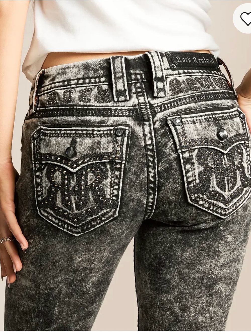 Rock Revival Nadine Women's Black Acid-Wash Embellished Jeans